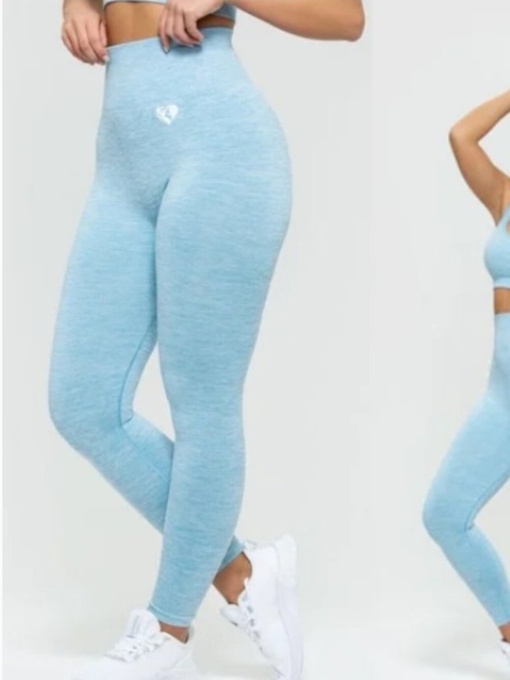 Women's Best Seamless Blue Leggings Move Marl Heathered Gym Workout Size Small